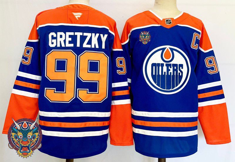 Men Edmonton Oilers 99 Gretzky Blue Fanatics 2025 NHL Jersey style 4